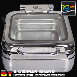 4L Catering Chafing Dish Plane Surface With Large Temper Glass Window SS304 GN1/2