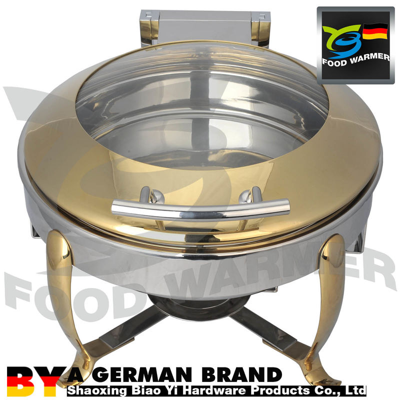 Food Chafing Dish Buffet Set Quick Heating Golden Color Durable For Kitchen