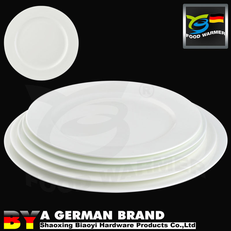 LD Bone Simple Dining Porcelain Dinnerware Pure White Color Flat Surface Slightly Sloping Edges