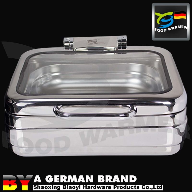 370x370x140mm Stainless Steel Chafing Dish With Unique Machanical Hinge For Induction Cooker