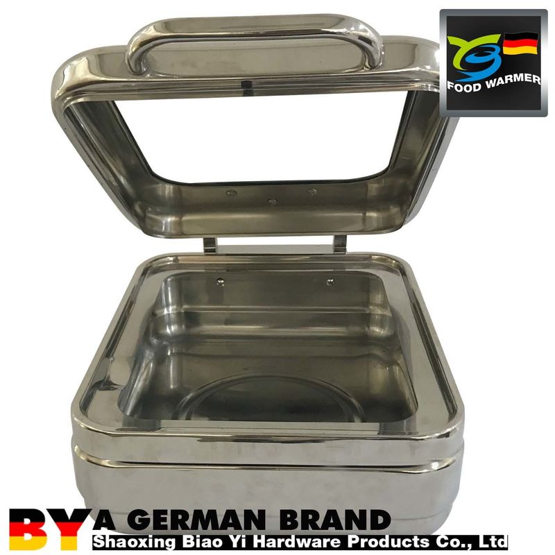 Mordern Induction GN1/2 Small Chafing Dish With Large Glass Window Flat Lid For Food Service
